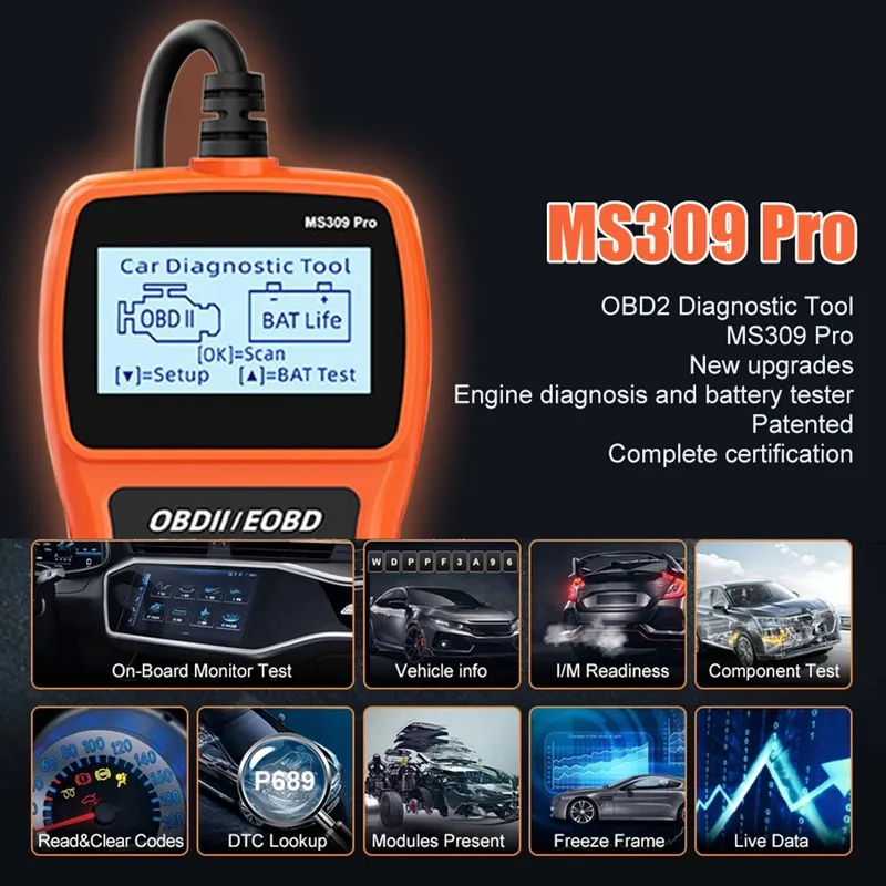 OBD2 Scanner Diagnostic Tool - MS309PRO Car Fault Code Reader, Engine ...
