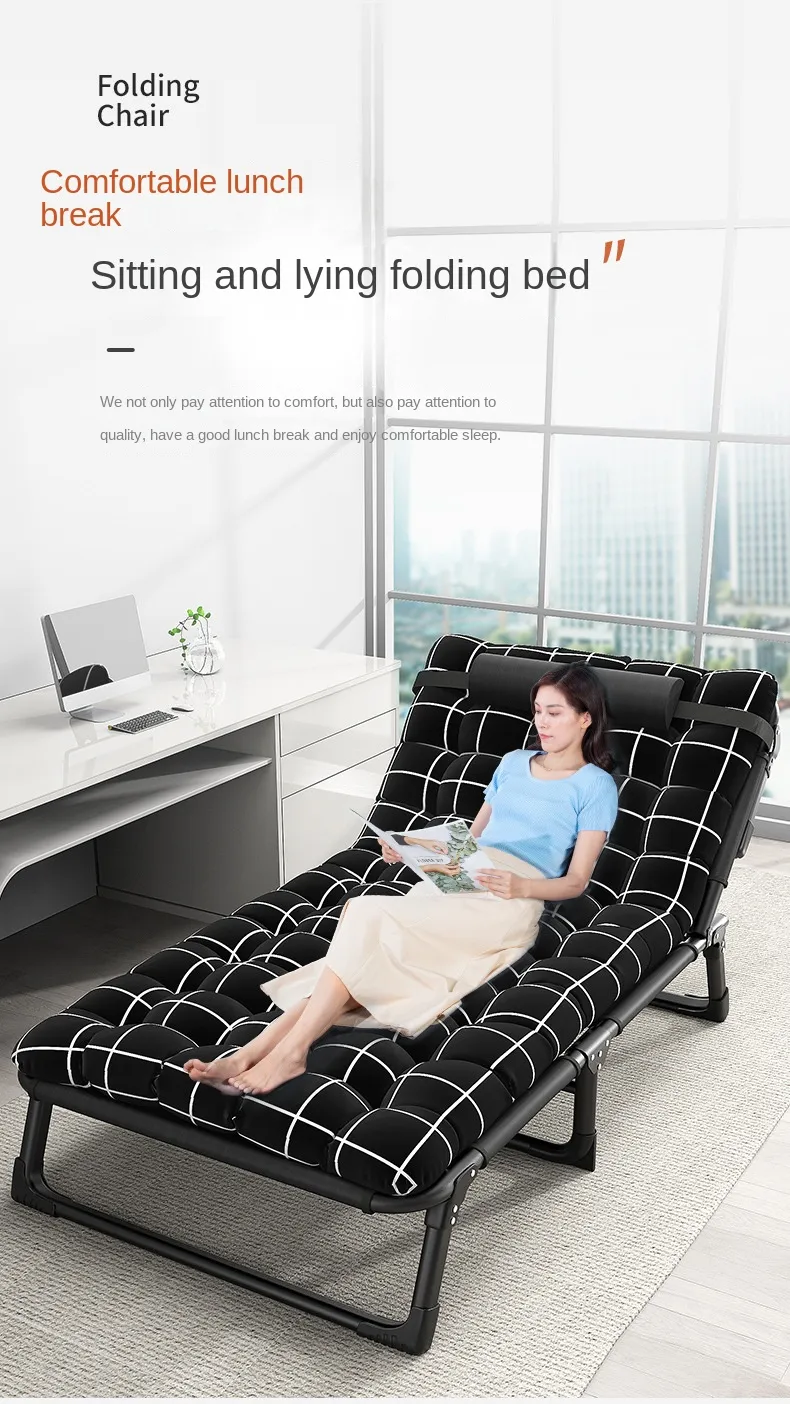 Single Folding Portable Bed Multi Functional Roll Away Adjustable Recliner for Office Nap and Outdoor