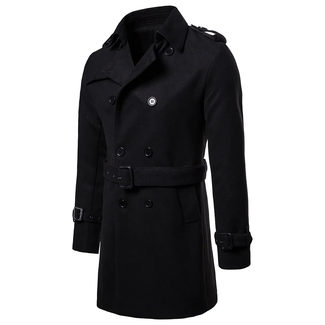 thumbnail image 2 of Teen Boys Wool-Blend Trench Coat - Slim Fit Peacoat Style Blazer Jacket For Winter & Fall, Elegant Fashion Outerwear 2 of 11