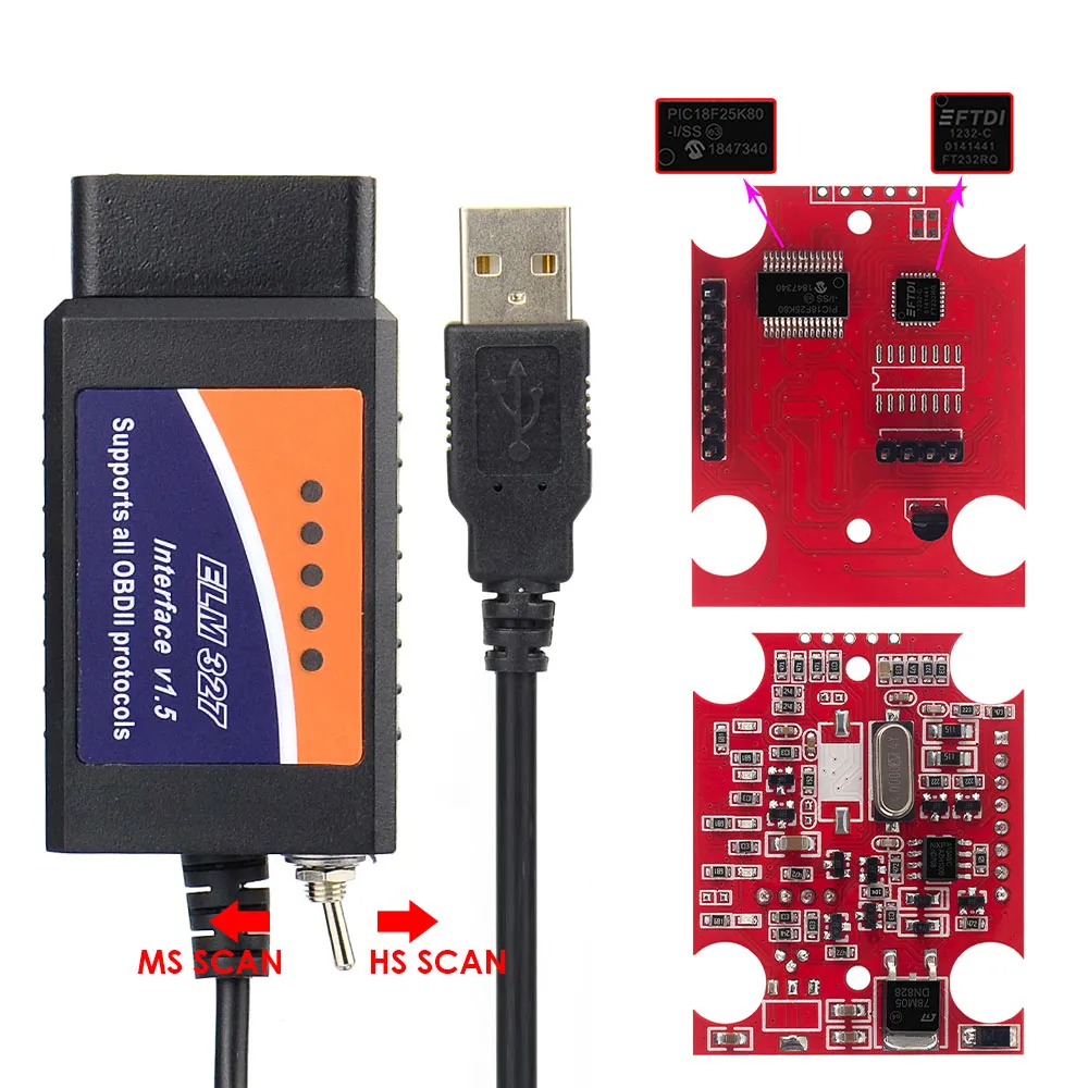 DHgate.com:2024 Version Original ELM327 USB FTDI PIC18F25K80