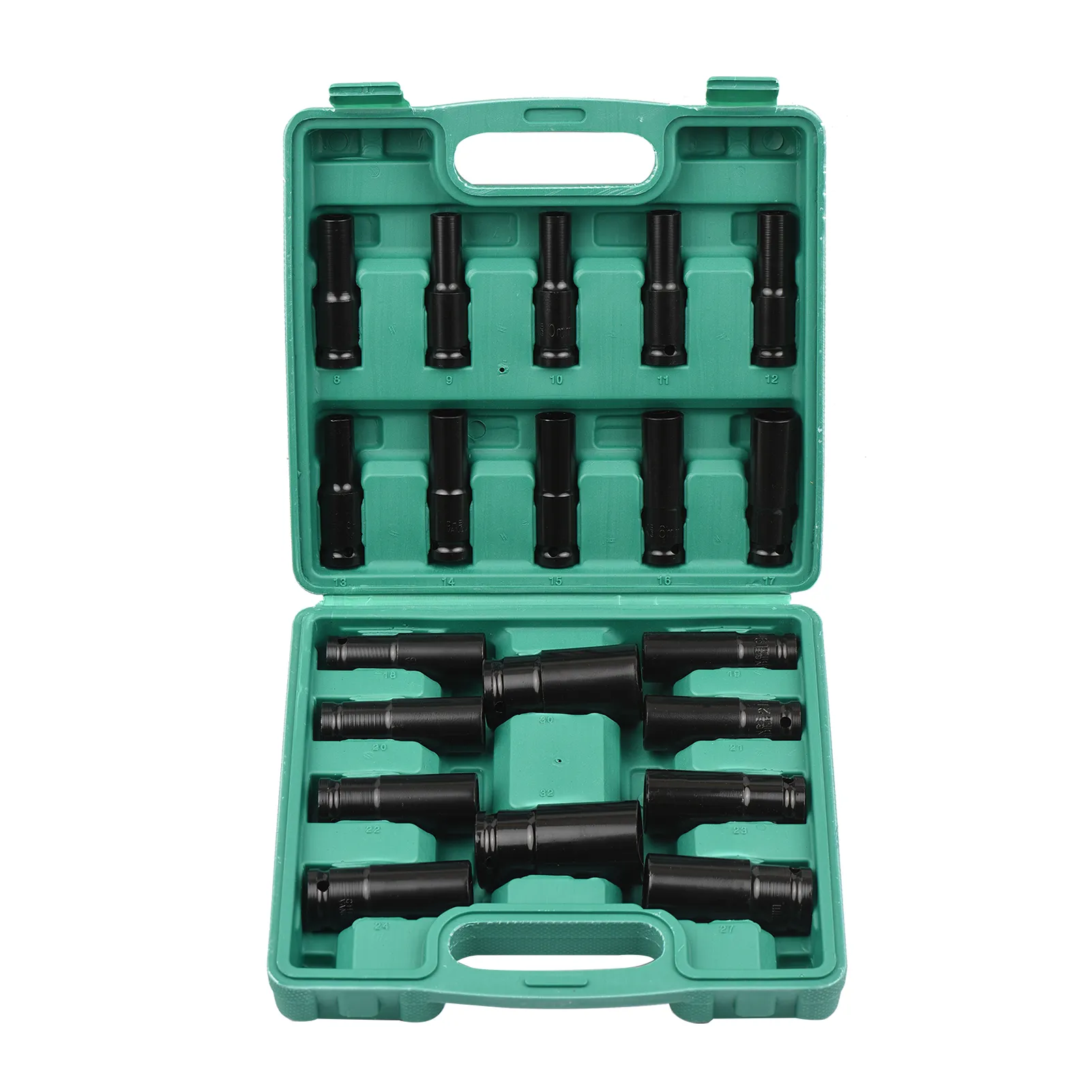 10pcs 1 Inch Drive Metric Deep Impact Socket Set, 22mm To 50mm Deep Wrench Sockets Drive Shaft Auto Car Tool Set With Storage Box, For Vehicles Maintenance