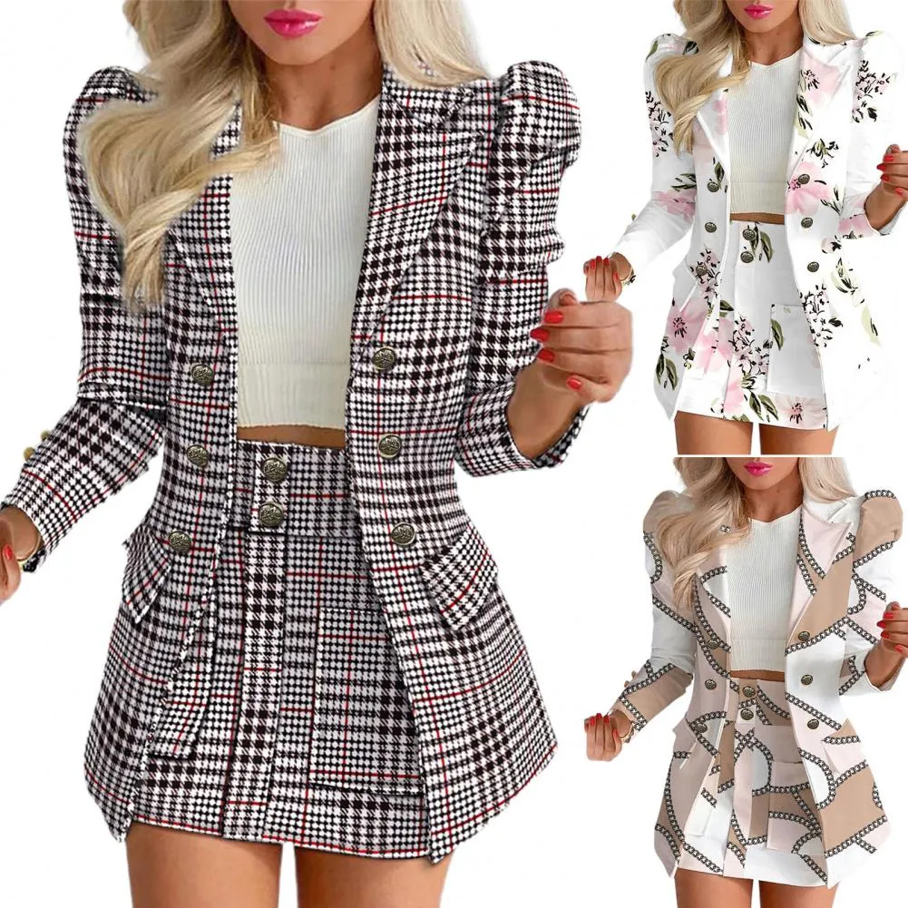 Elegant Floral Check Print Women's High Waist petite Elegant Floral Check Print Women's High Waist petite
