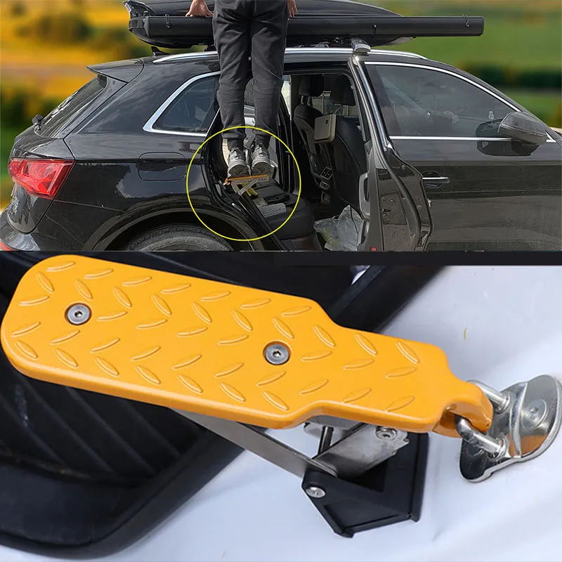 Foldable Car Roof Rack Step Universal Aluminum Alloy Door Step Safe Foot Pedal with Latch Hook