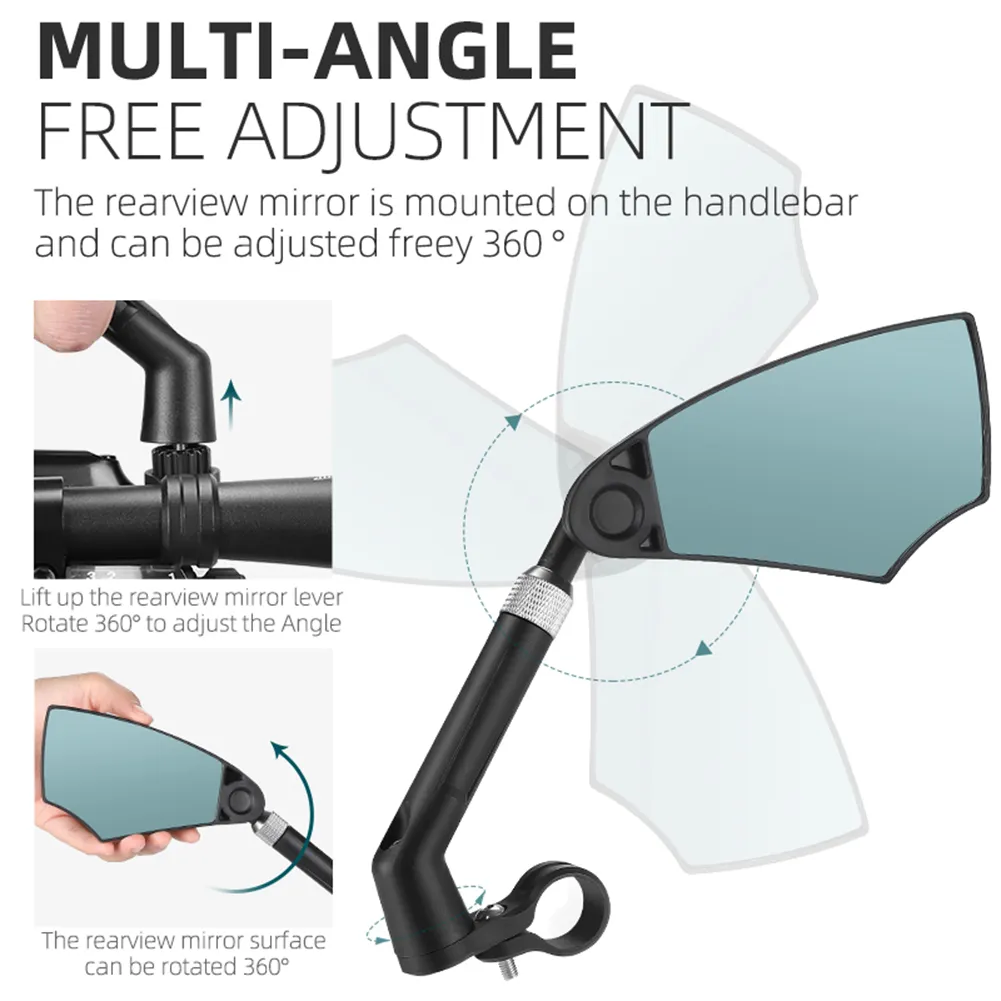 2pcs bicycle electric bike rearview mirrors 360 rotating - Bahrain