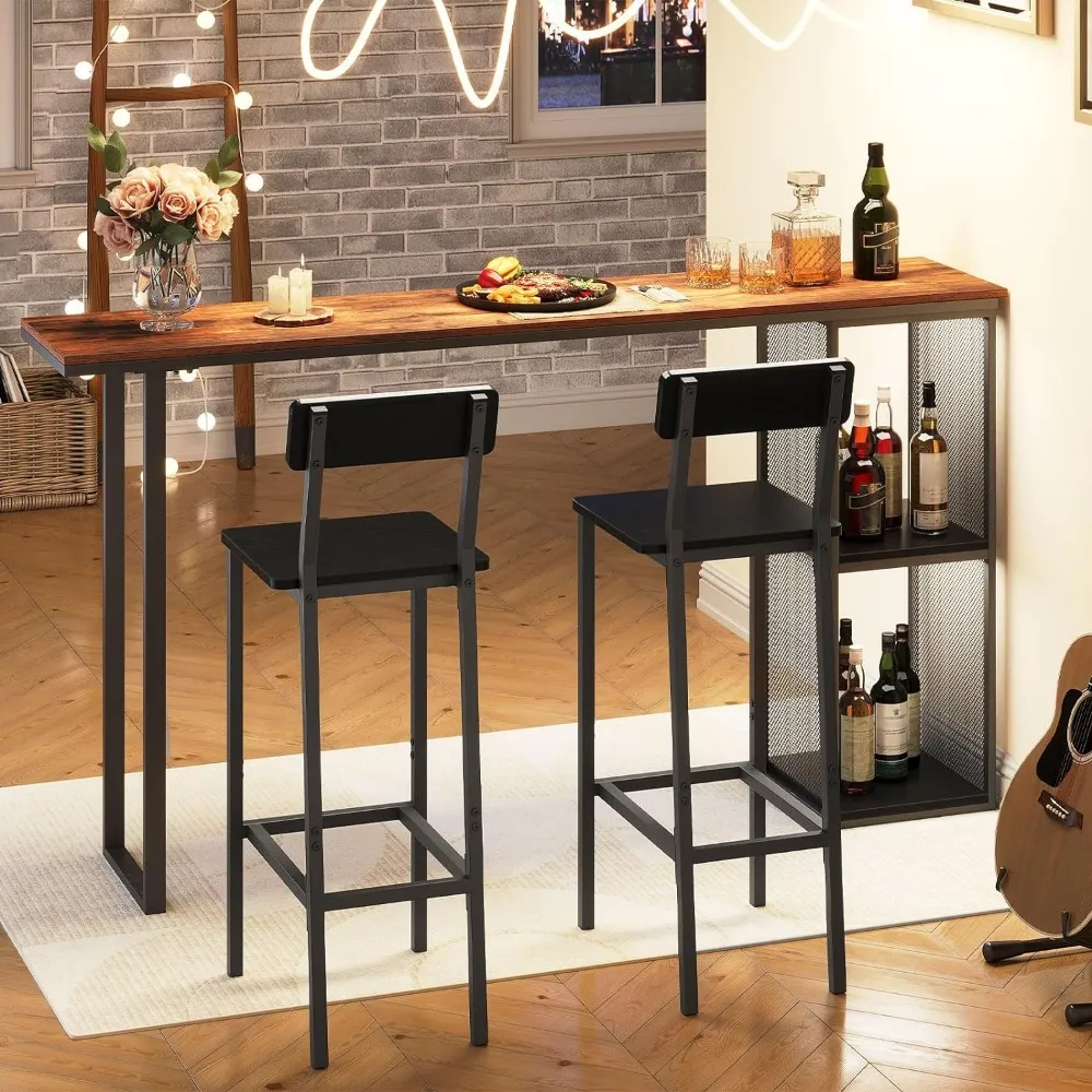 MAHANCRIS Bar Stools Set Of 2 With Backrest Kitchen Bar Chairs With  Footrest For Dining Room, Bar From Ddmyearth, $185.54 | DHgate.Com, image size:1000x1000