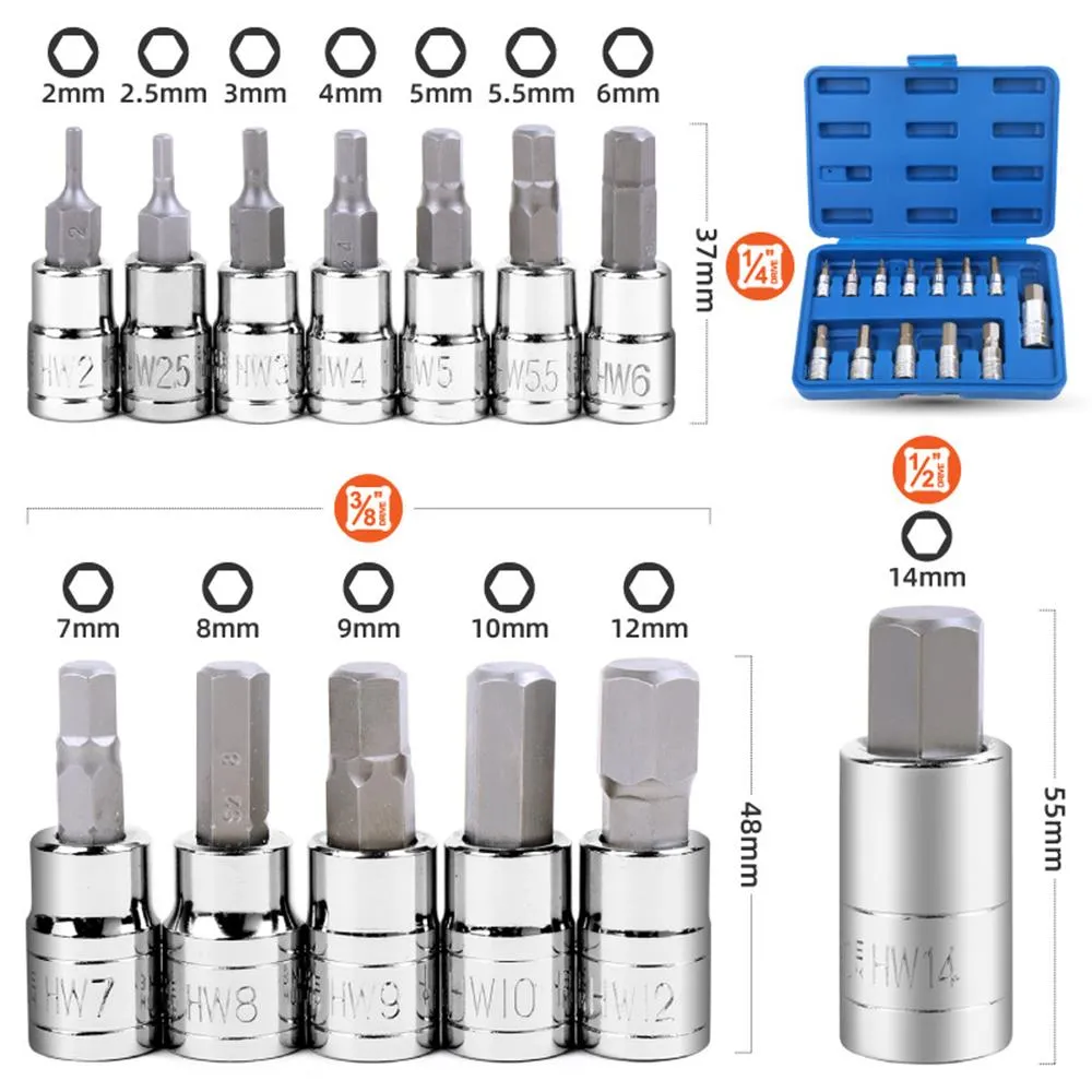 AKM 19-Piece External Torx Plus Socket Set - EP4-32 With 1/4", 3/8", 1/2" Drive, Includes EP8.8 For Tesla Battery Retainers, Cr-V Steel With Case - View #5