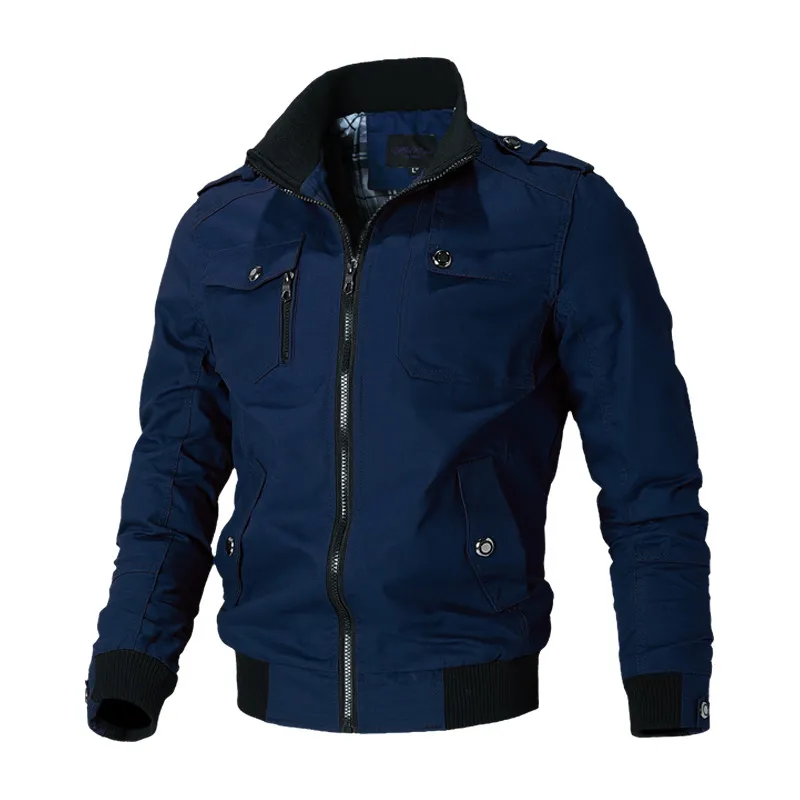 Navy blue cotton casual jacket hot sale