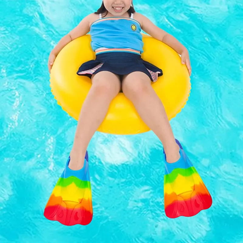 Kids Swim Fins - Soft Silicone Training Flippers For Youth Swimming