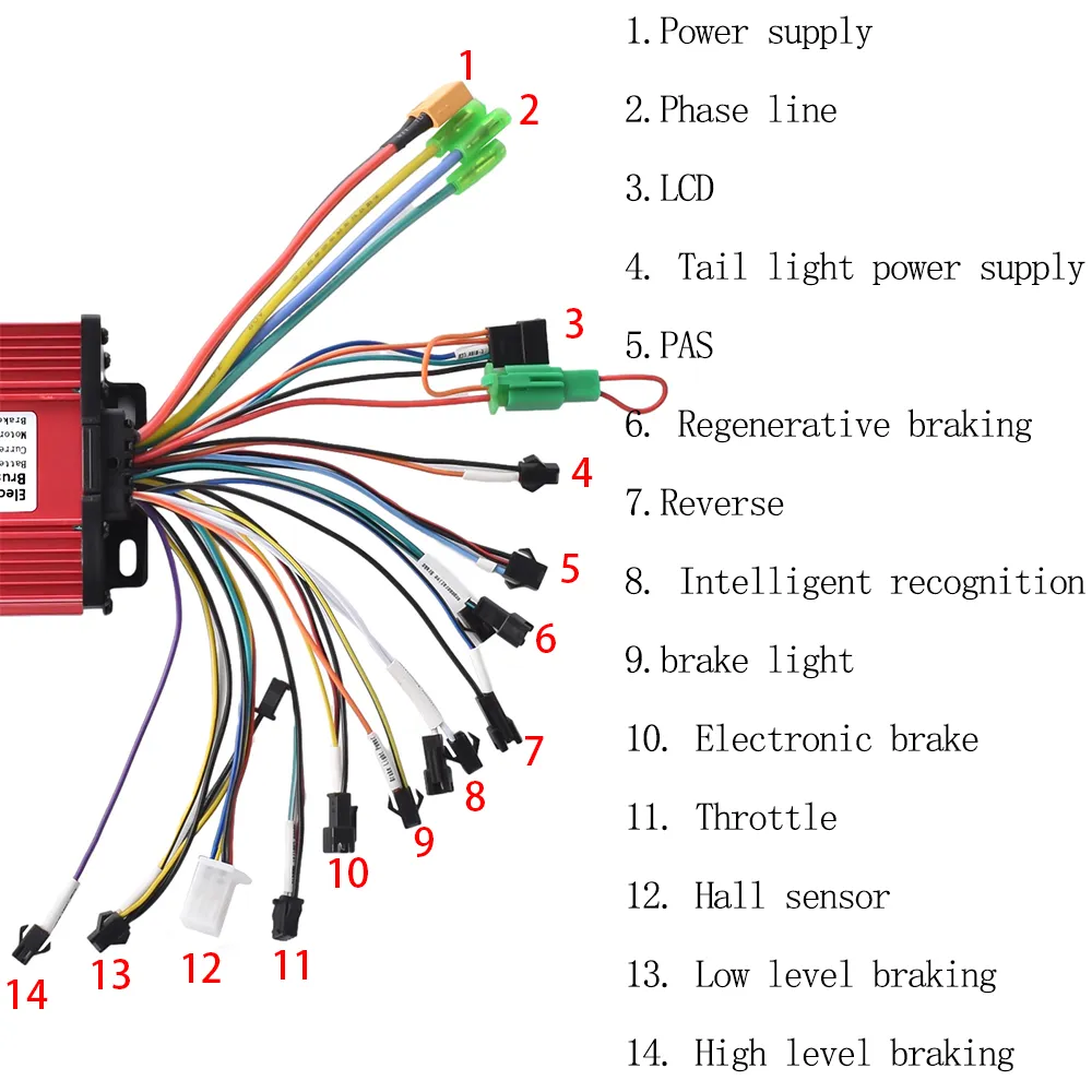 60v Electric Bicycle Controller Connections 36V-60V 400W-600W E-Bike  Controller Kit Electric Scooter BLDC