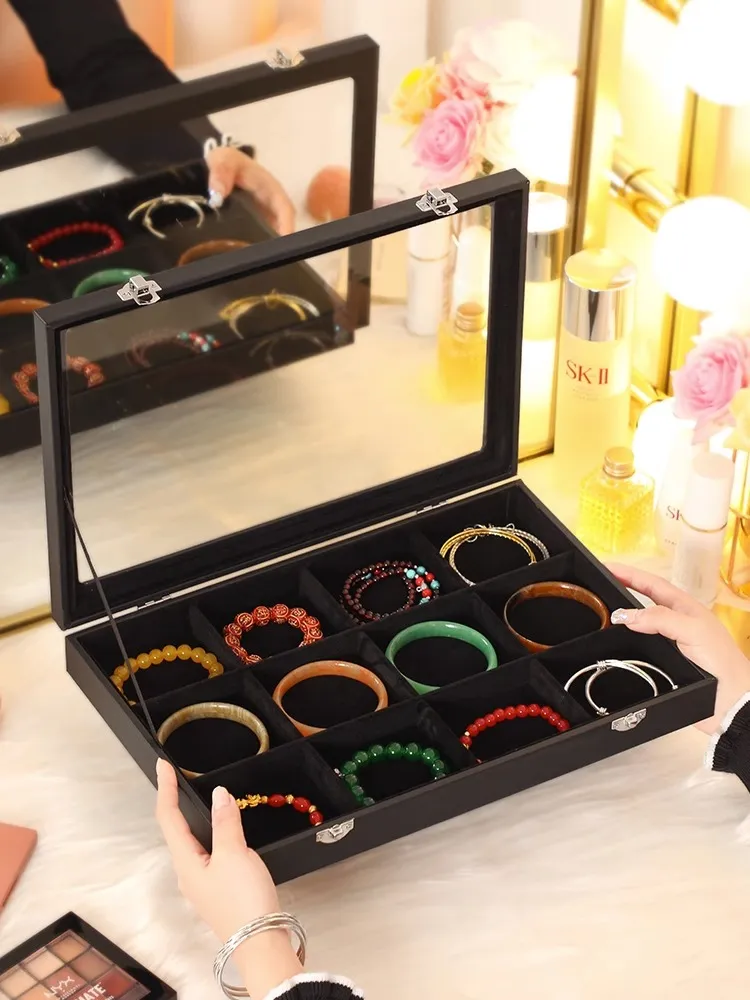 Plateau Organisateur Velours Noir Pour Bijoux - 35x24 Cm, Présentation Et Rangement Sur Commode Ou Bureau