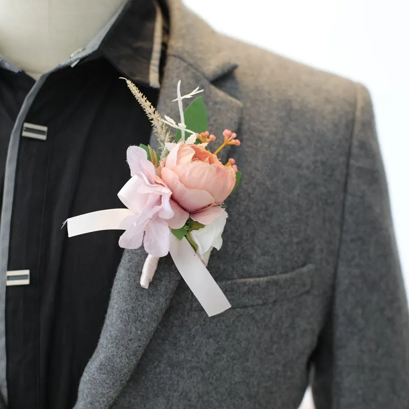 Set van 12 boutonnières in roze voor mannen bruiloft jubileum decoratie marineblauw | bol