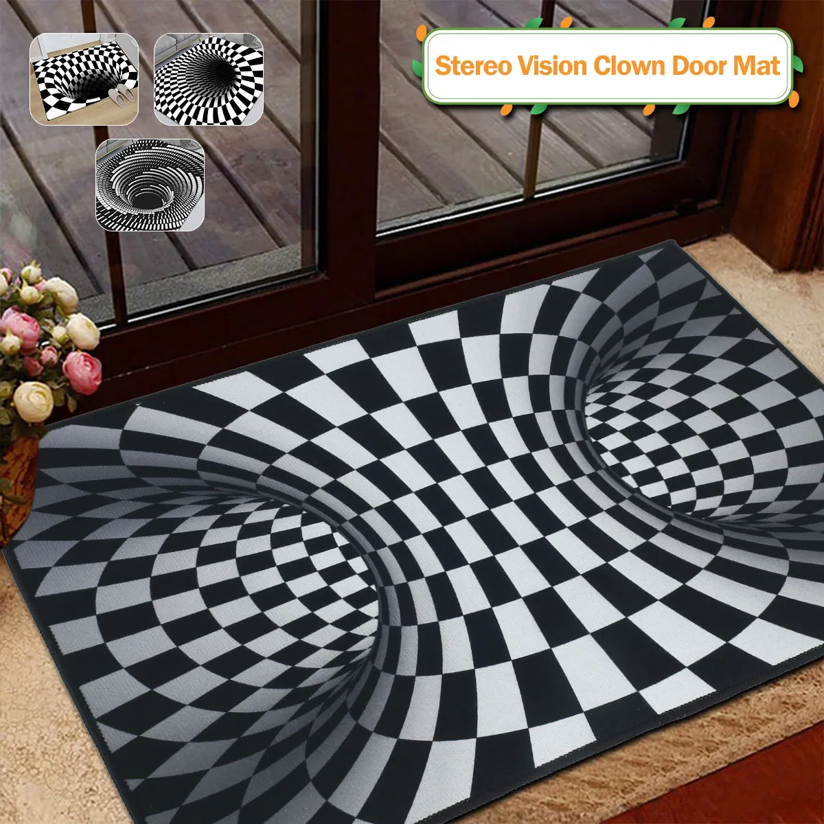Paillasson D'Halloween Clown Effrayant 3D - Tapis D'entrée 40x60 Cm - Matière Antidérapante - Déco Terrifiante Pour Maison