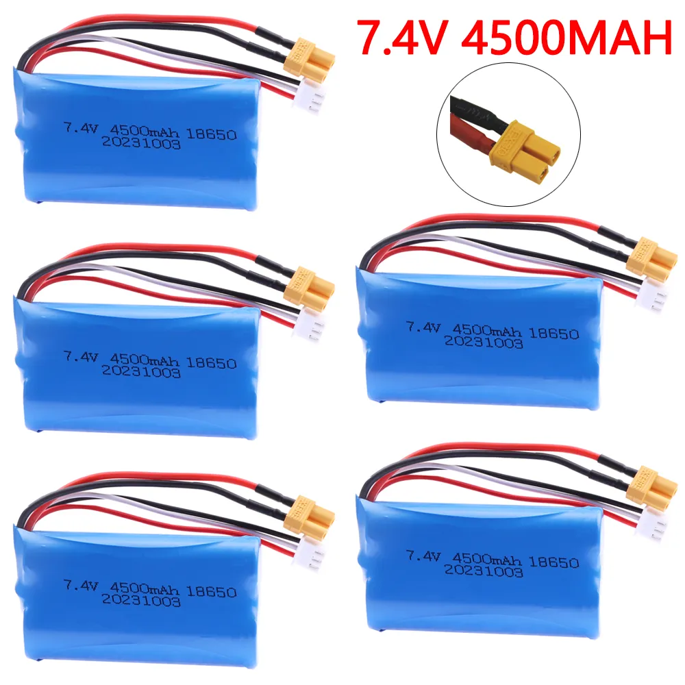 XT30 7.4V 4500mAh Lipo RC Battery for HUINA 580 1580 1583 Toys Enhanced Runtime
