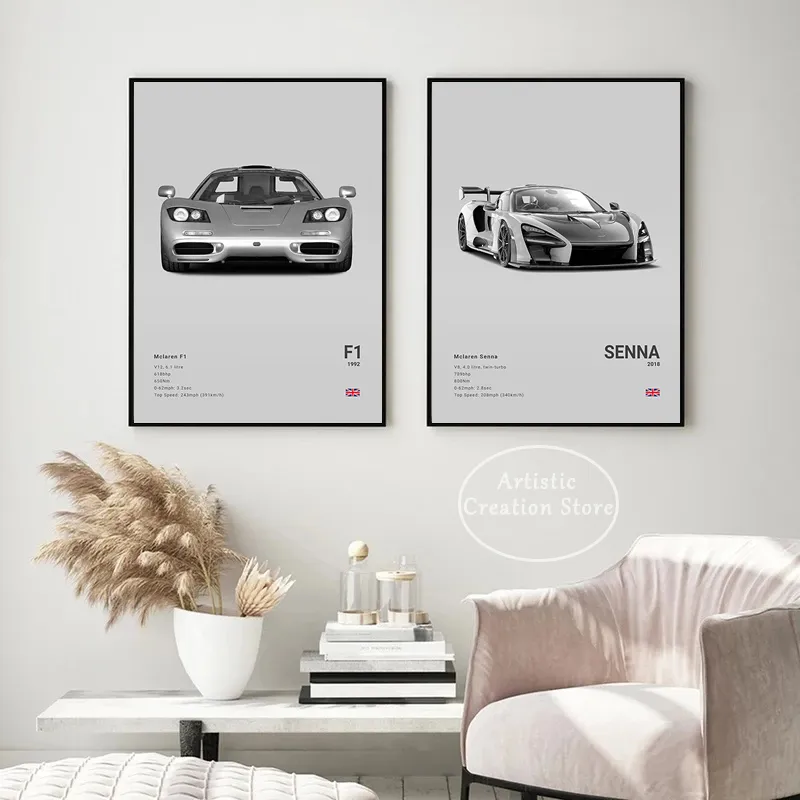 Tableau Toile McLaren P1 Supercar Orange - Impression Art Moderne, Neuf Sous Blister