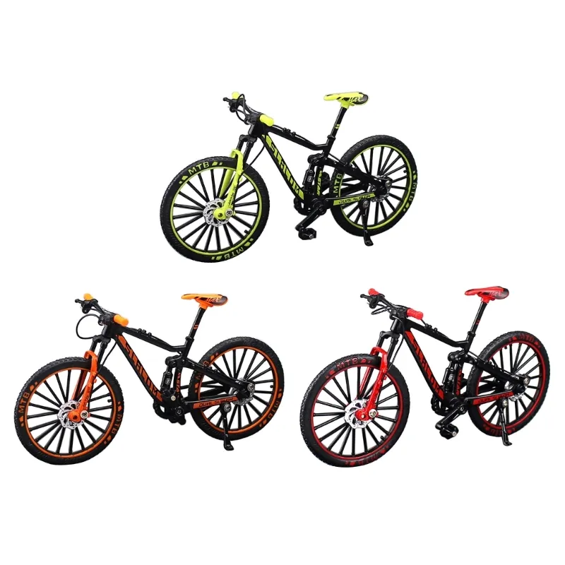 Modelo De Bicicleta De Montaña En Miniatura De Aleación – Decoración Y Juguete Educativo A Escala 1:8, Con Piezas Móviles, Color Naranja, Ideal Para Regalar