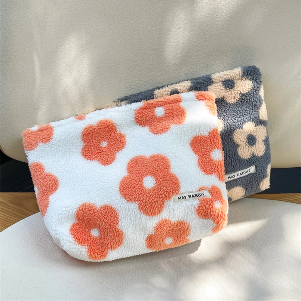 Kawaii Floral Plush Leopard Print Cosmetic Bag With Zipper Perfect For Travel Makeup And Pencil Pouches Ideal For Women Teens Girls From Annides 10.06 DHgate.Com