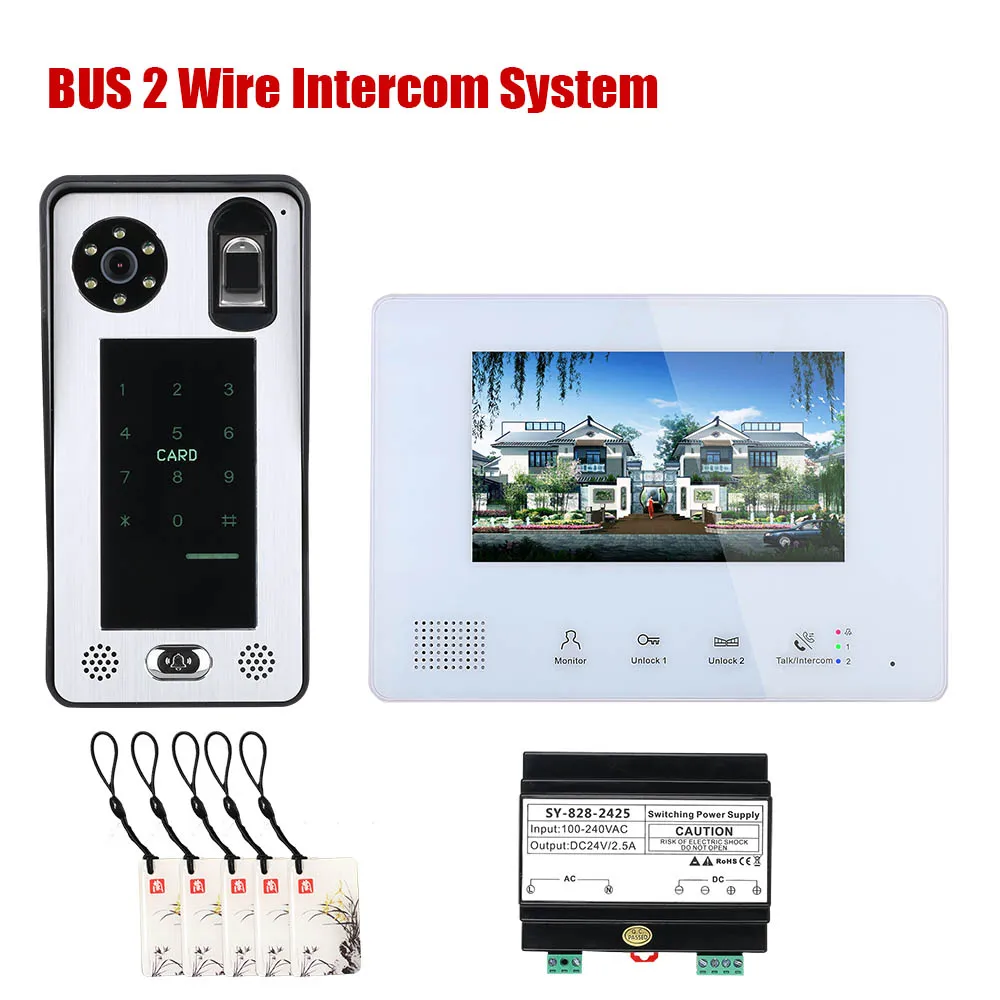7-Inch Wired Video Intercom Doorbell Kit – TFT Color Screen, Night Vision, 2 Indoor Monitors & 1 Outdoor Camera For Home Security