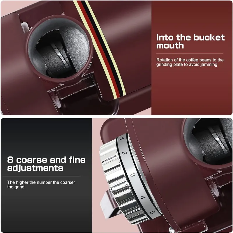 YaeMarine Professional Electric Coffee Grinder Coffee Bean Powder Grinding Machine Coffee Grinder Mill Grinder Thickness Adjustable (Black) Electric Coffee Grinder Professional Bean Powder Machine