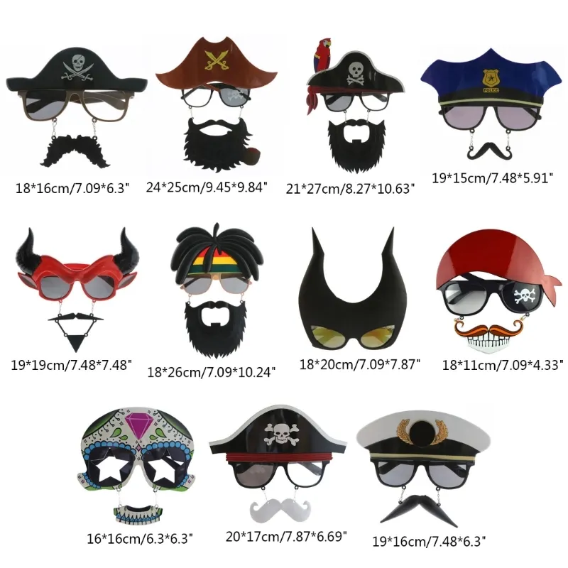 Pirate Beard Sunglasses Halloween Glasses for Funny Cosplay Costume Props Black Novelty Eyeglasses Frames Dropshipping