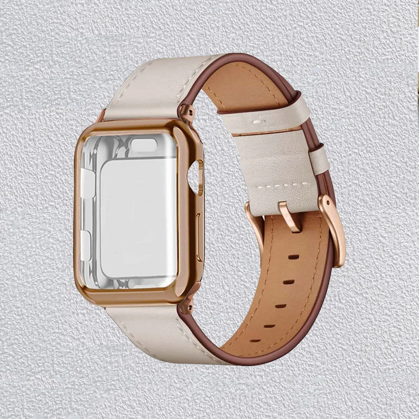Rose Gold Apple Watch Strap Case Screen Protector Apricot
