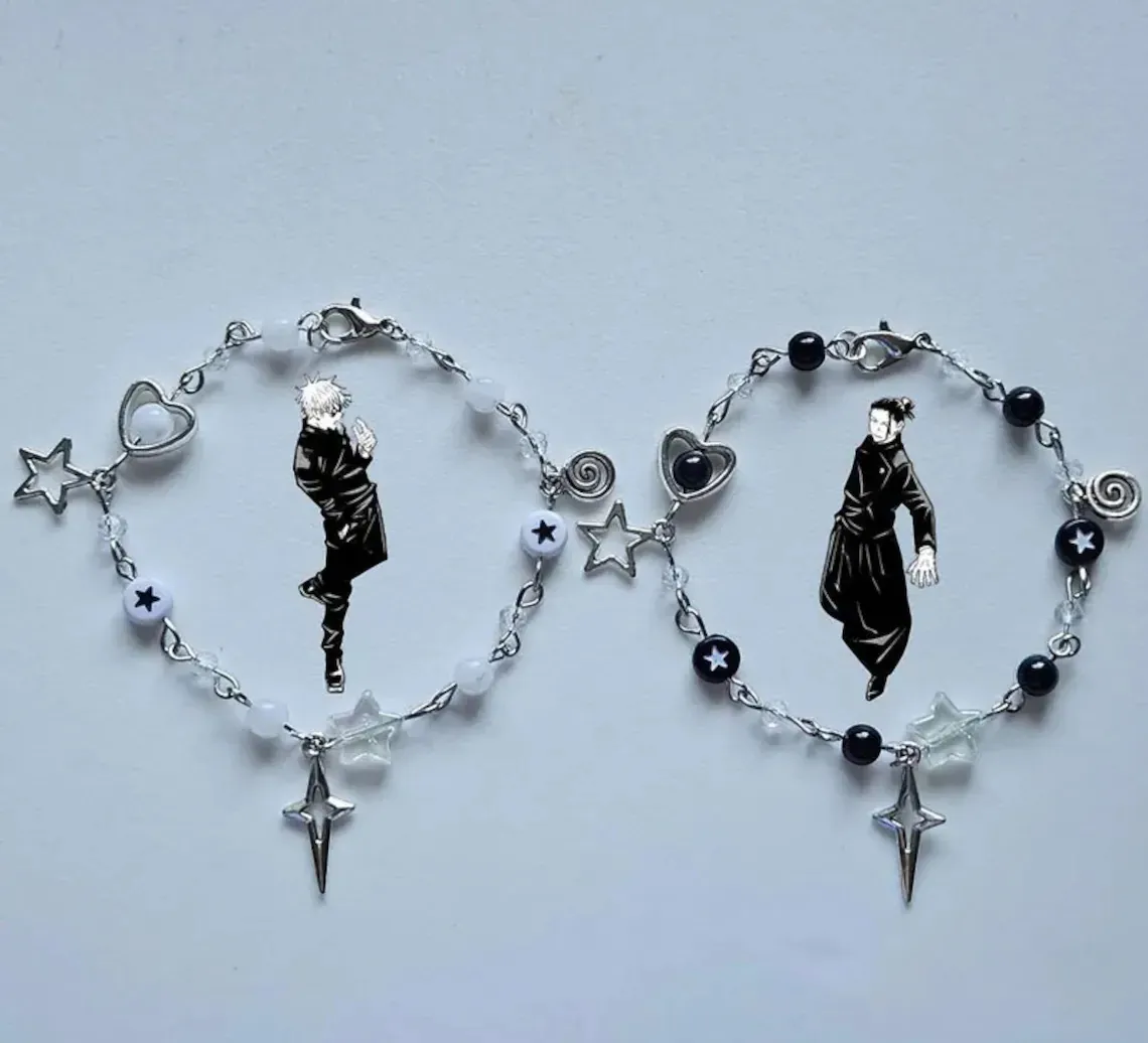Anime Character Bracelets Gojo and Geto Matching Charm Bracelets for  Friendship, Handmade Y2K Bead Bracelet