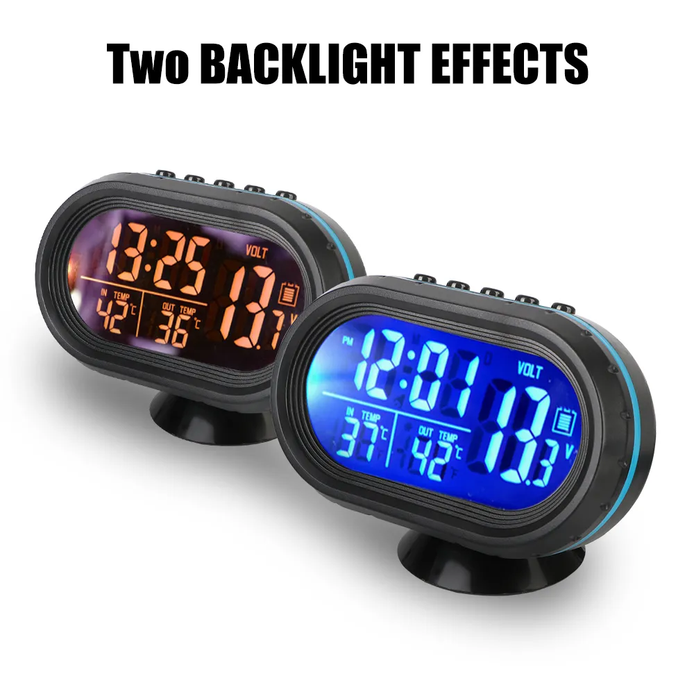 Digital Clock Thermometer Voltmeter For Motorbike & Car – 8V-72V, Temperature, Voltage, Time Display