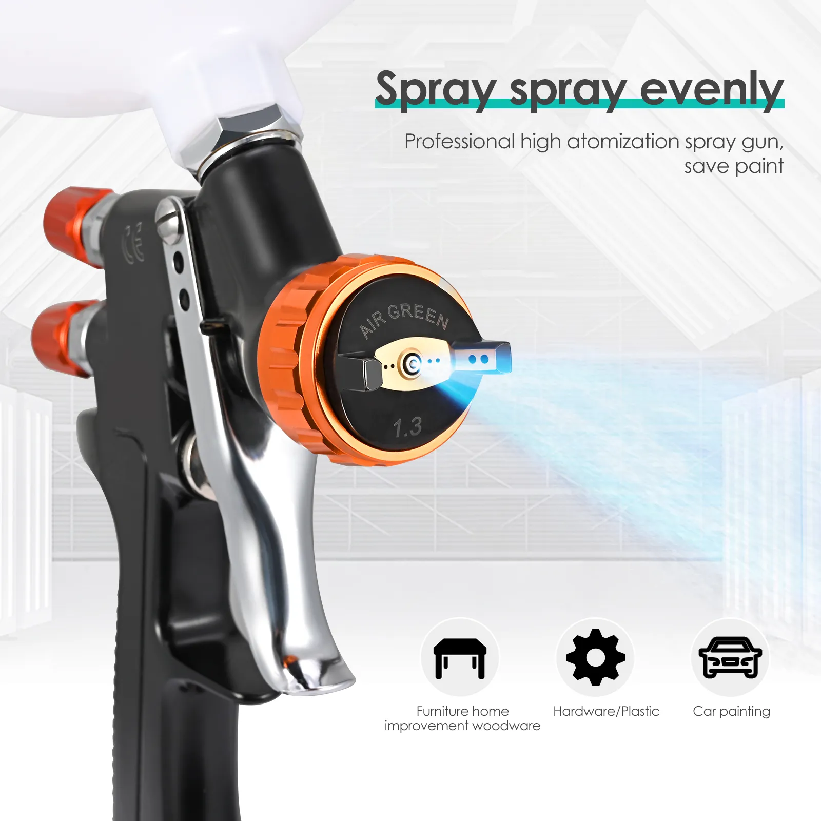 Buy Paint Sprayer,HVLP Paint Spraying Gun Kit Gravity Feed Air Spray Gun Mini Sprayer Paint Gun Paint Sprayer With 600ml Cup 1.4/1.7/2.0mm Nozzles For Painting Car Furniture Wall Online In UAE - View #12