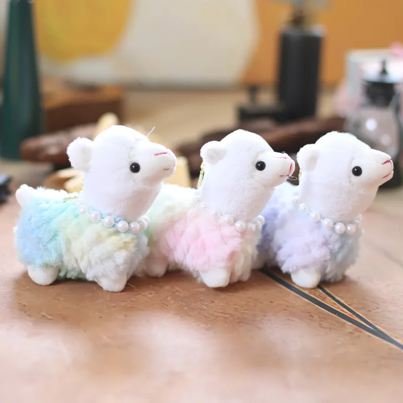 Rainbow Alpaca Key Pendant Doll Cute Sheep stuffed animals Toy