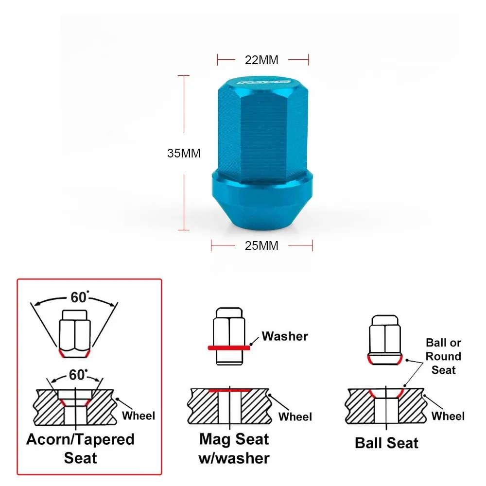 thumbnail image 2 of Aspeed 12mm X 1.5 Red Racing Wheel Lug Nuts - 35mm Close End - Set 2 of 6