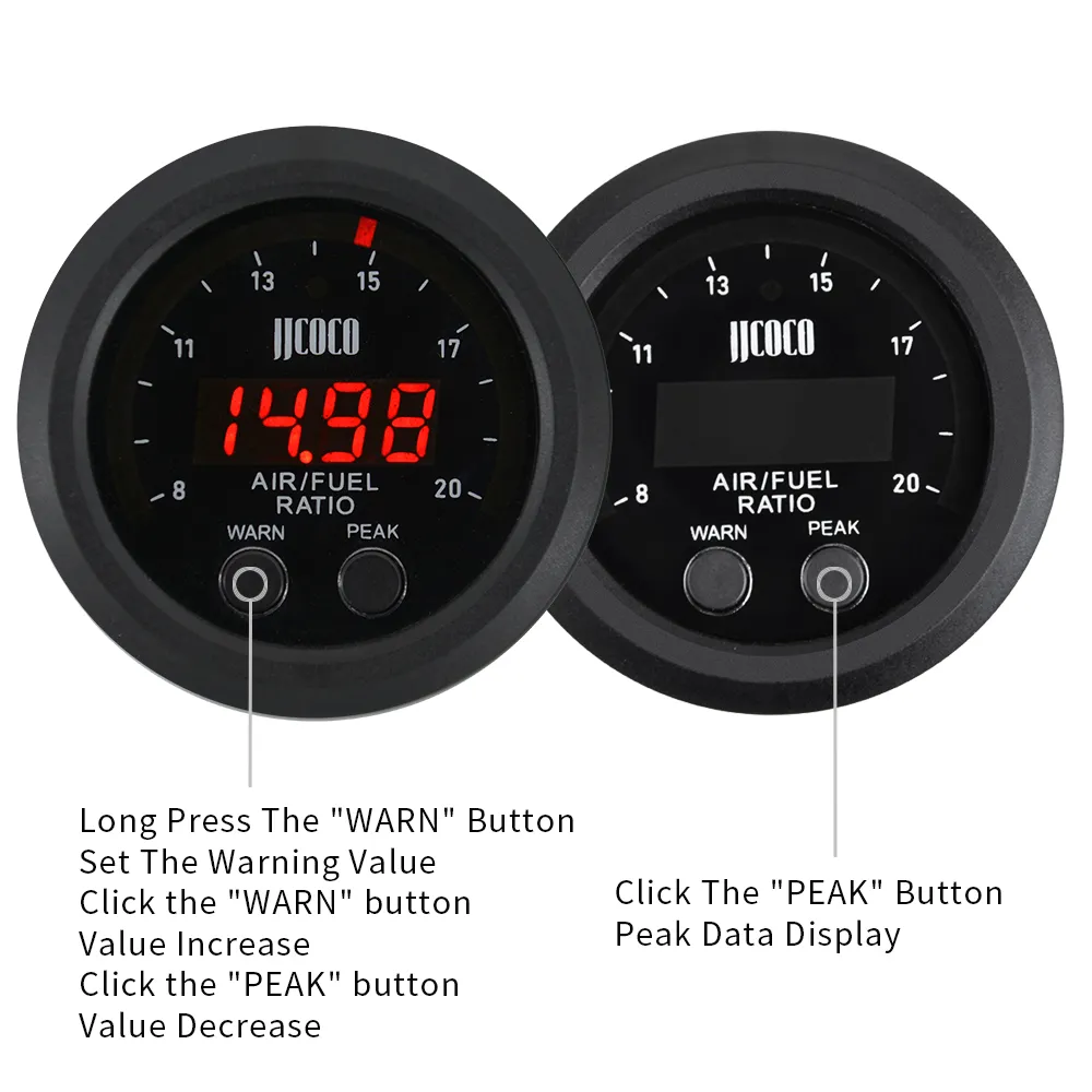 52MM Air Fuel Ratio Gauge Ultra-Thin Round S-Serie LED