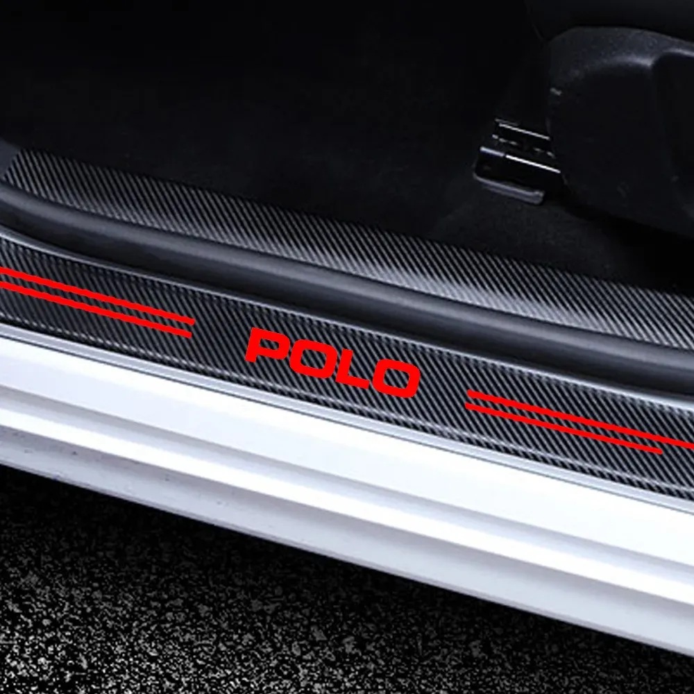 9 Stuks Instaplijsten Voor VW Up 2013-2022 2023, Koolstofvezel Beschermstrip Duurzaam Deurdrempel-Bescherming Anti-Kras Sticker,Red