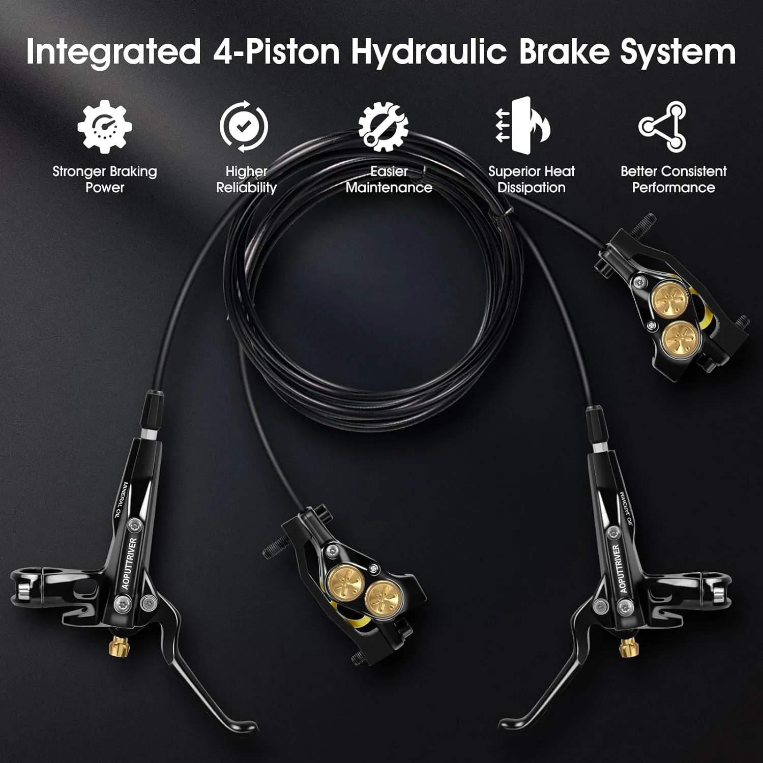 Hydraulic Brakes For Ebike Pro 4-Piston MTB Hydraulic Disc Brake