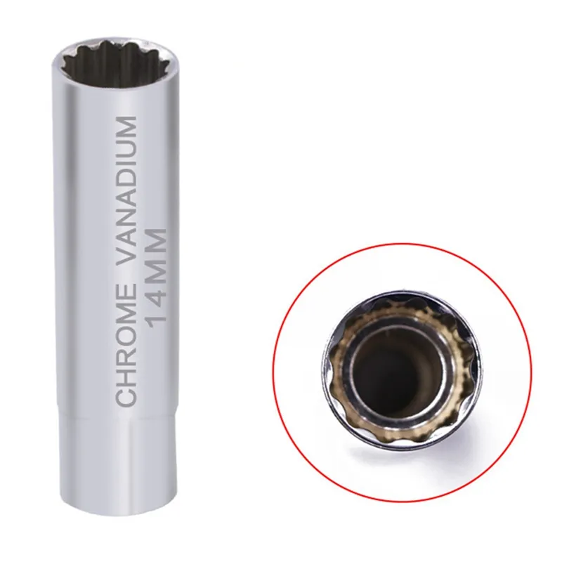 16mm&14mm Spark Plug Socket,Thin Wall 12 Points 3/8" Drive Spark Plug Removal Tool Compatible With BMW Nissan More Car,CRV Steel Magnetic Spark Plug Socket Set Car Tools (14mm+16mm