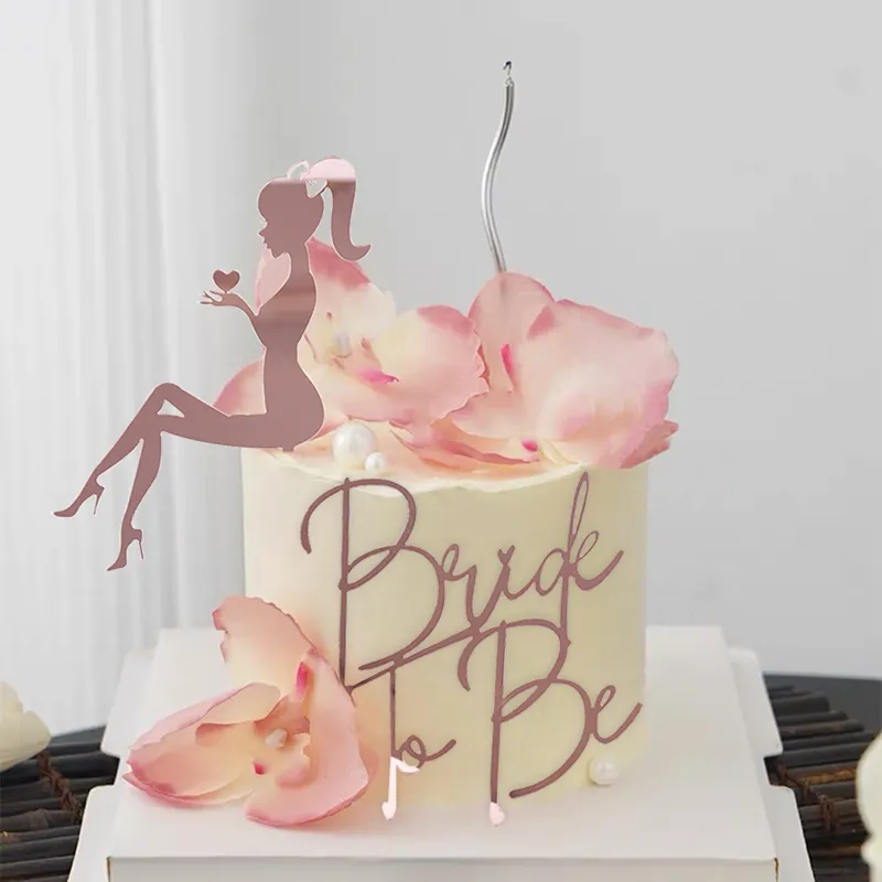 Miss To Mrs Cake Topper - Rose Gold Glitter Wedding Bridal Shower Decor (1 Piece, 8.3" Height)