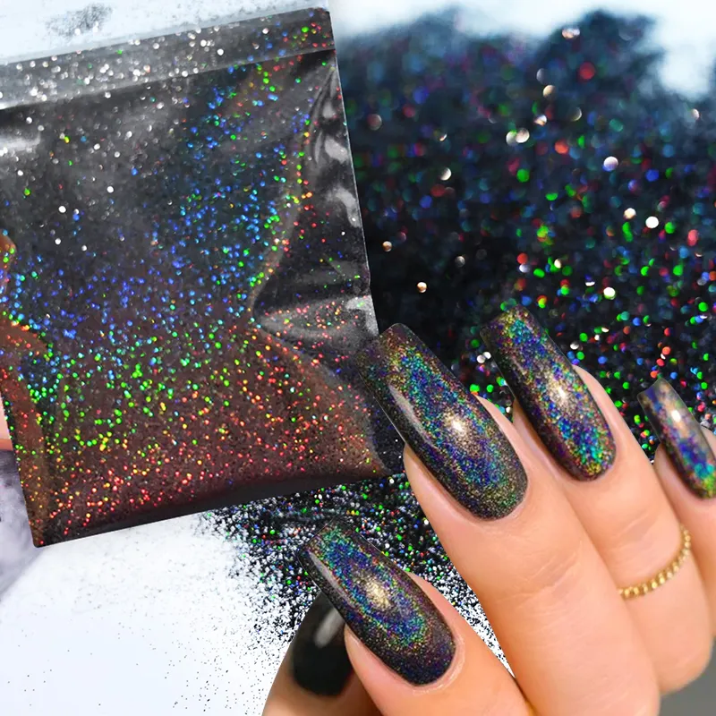HOLOGRAPHC NAL POWDER 2G RANBOW Gltter Effect Ultra Thn Slver Dust Holo UK | eBay