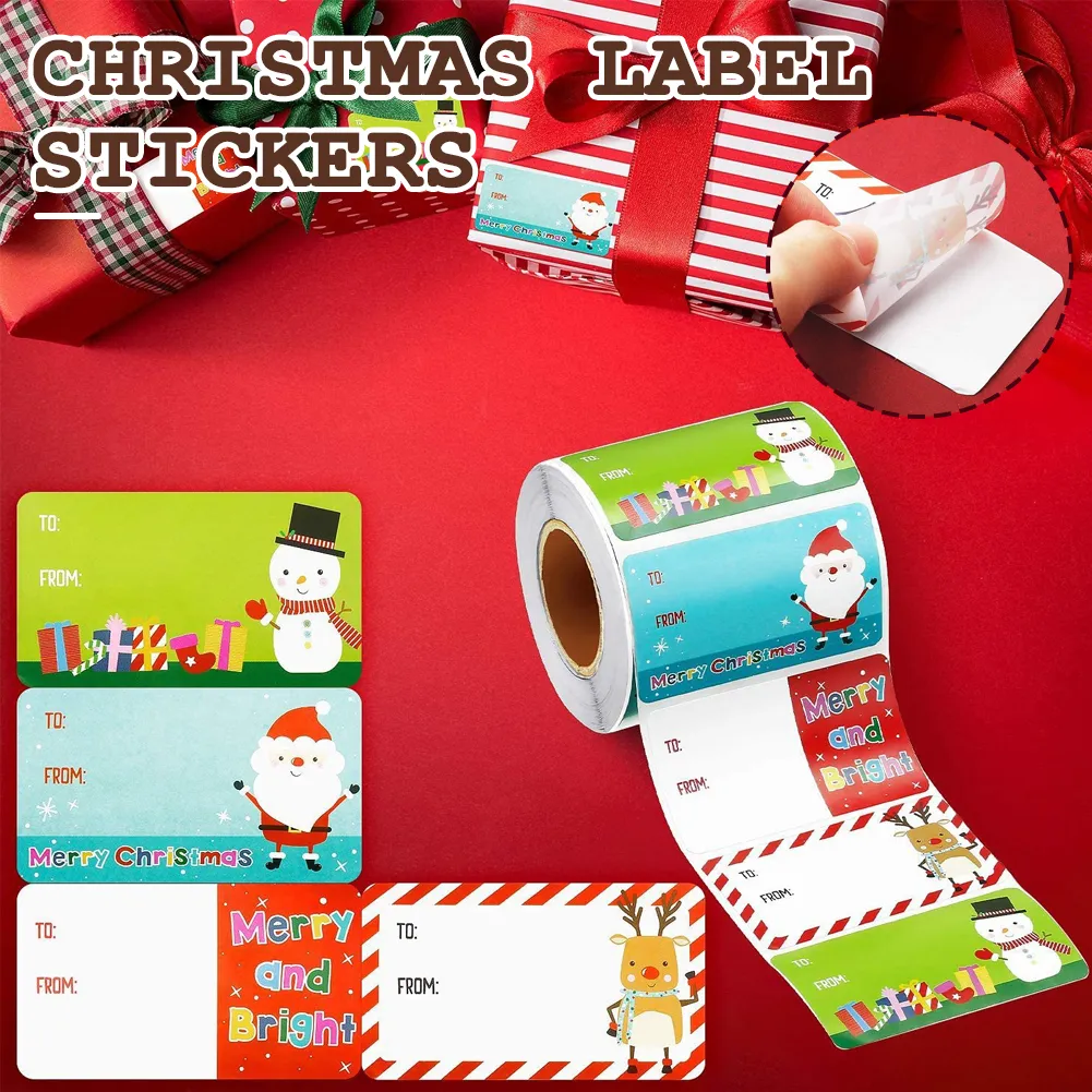 Christmas Packaging Stickers Labels Santa Claus Snowman Elk for