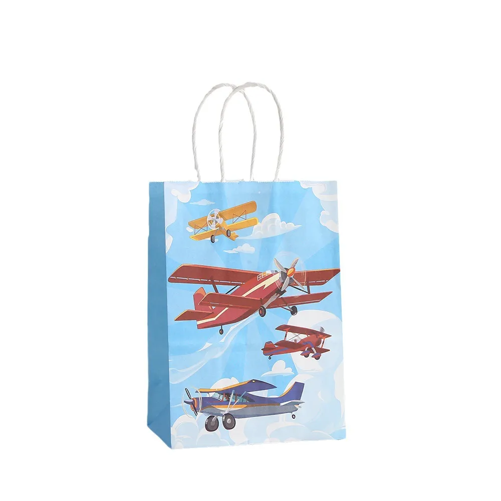 8 Pcs Paper Aircraft Goodie Bags For Kids Airplane Themed Birthday Party Decorations Baby Shower School Supplies Gift Treat Ba - 15 - View #6