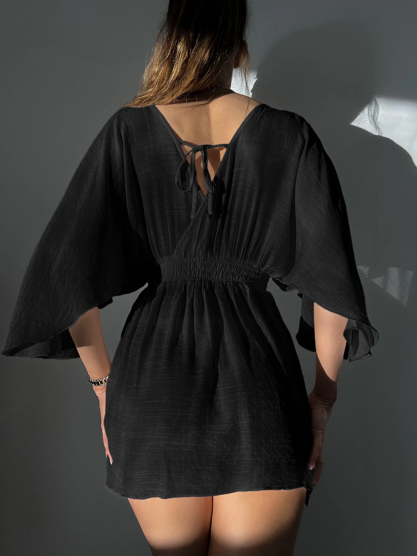 knee length dresses for ladies Pretty Women Mesh Wrap Dress Cover-Up-Black Gottex main image 1