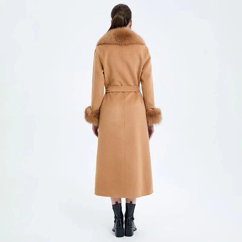 Long Wide Collar Wrap Bleeker Beige Coat | SENTALER