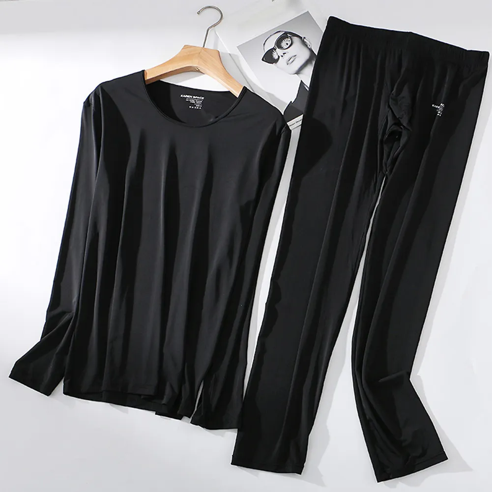 Mens Thin Long Johns Set Ice Silk Long Underwear Long Sleeves Top Bottom Set Casual Slim Keep Warm Thermal Underwear From 98 38 DHgate