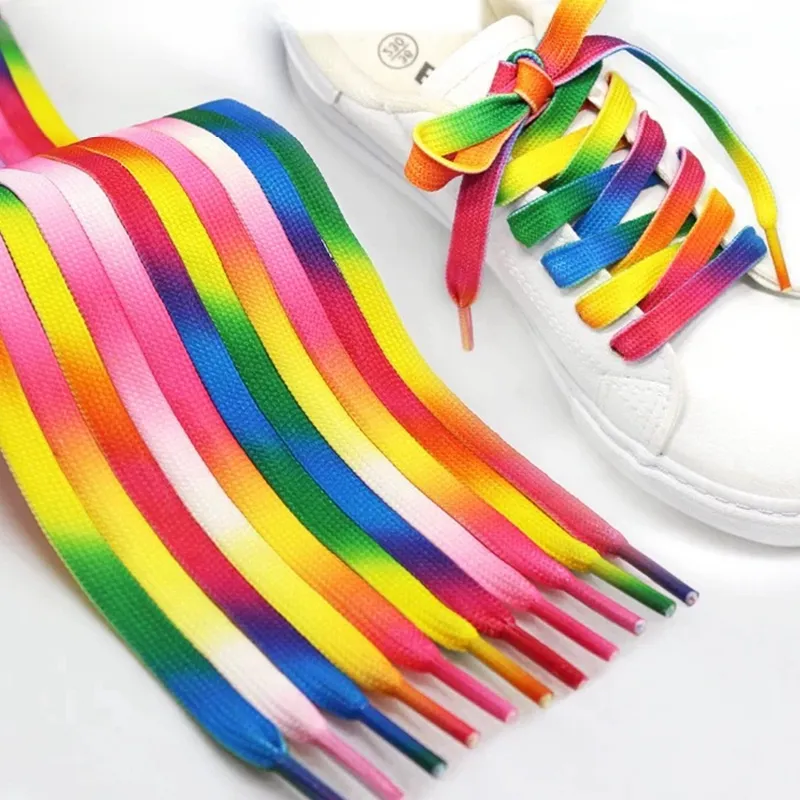 Colorful Shoelaces: Rainbow Gradient Rubber Band Shoe Strings For
