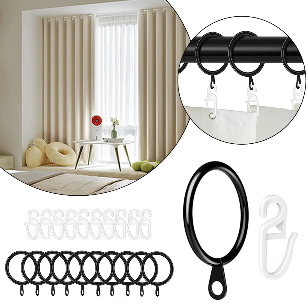Heavy Duty Curtain Rings for Easy Hanging 10 Pack Metal Hooks for Rods Poles Voile Curtains Drapes