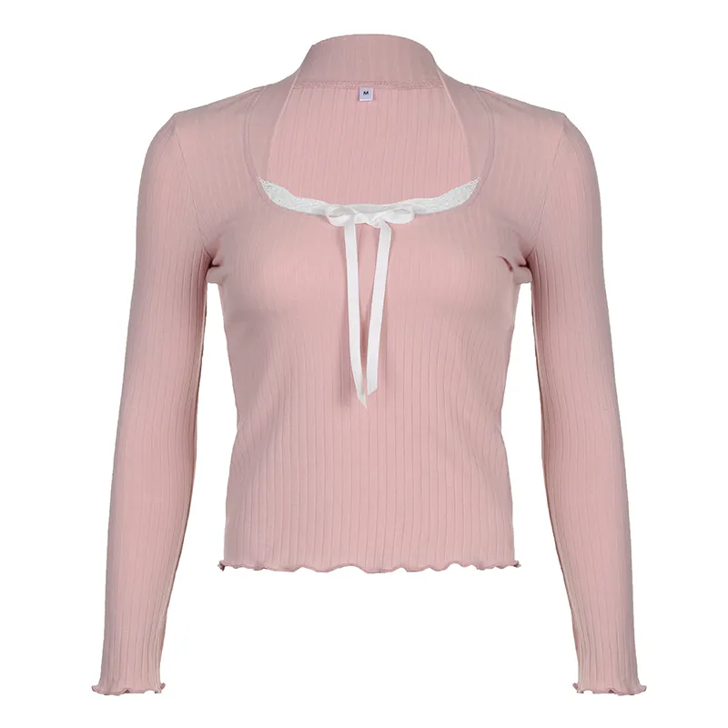 Pink Crop Top Cute Light Pink Shirt Sweet Lace Crop Top: Cute Pink