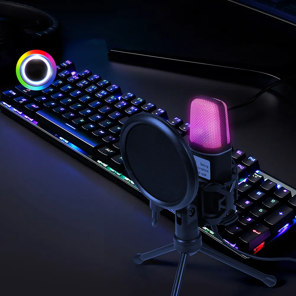 Led Microphone With Computer USB Mic Condenser: LED Gaming Microphone For Podcast,... From Ddmyearth ...