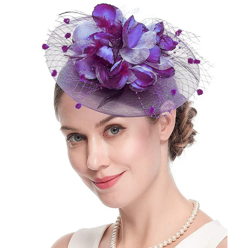 Bridal Party Hair Accessories Elegant Purple Fascinator Hat  display picture 1