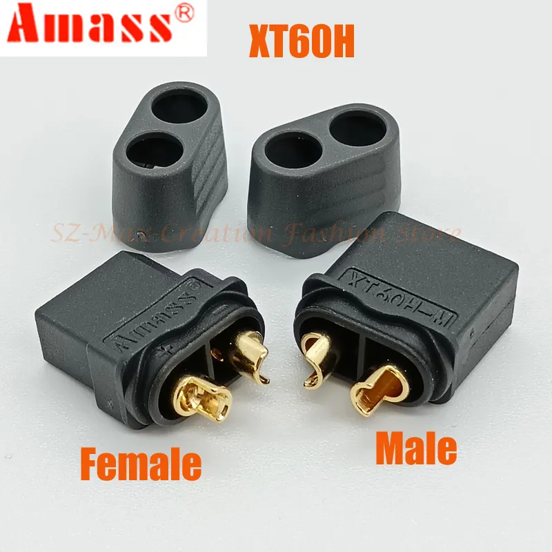 Lot De 5 Paires Connecteurs XT60H Amass Premium Mâle/Femelle Dorés Avec Capuchons De Protection - 60A Haute Tension