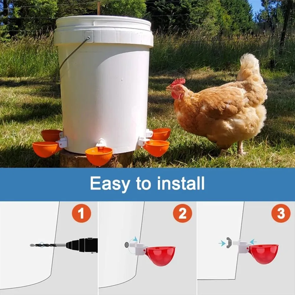 Automatic Chicken Water Feeder Kit - 4 Pack, Easy Fill Drinking Bowl For Poultry, Waterer Supplies:Pet Supplies