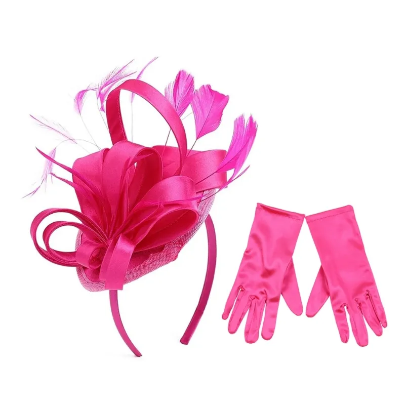 Satins Fascinator Hat with Feathers Headband and Short  display picture 3