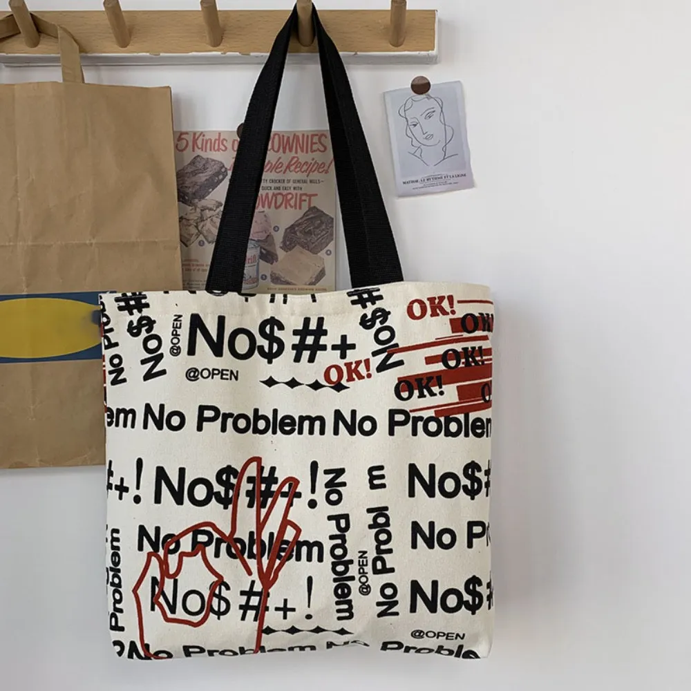 Printing Womens Large Capacity Canvas Tote Bag Square Shape