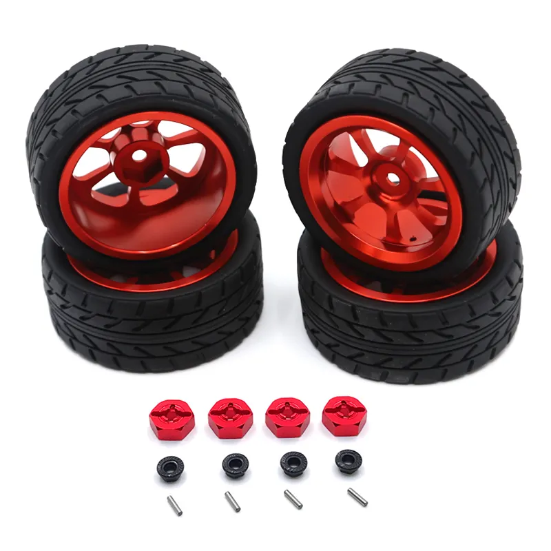 Neumáticos De Repuesto Para Wltoys 144001 124018 124019 – Caucho Antideslizante, Para Coches RC Off-Road 1/10 1/18 1/16 (Rojo)